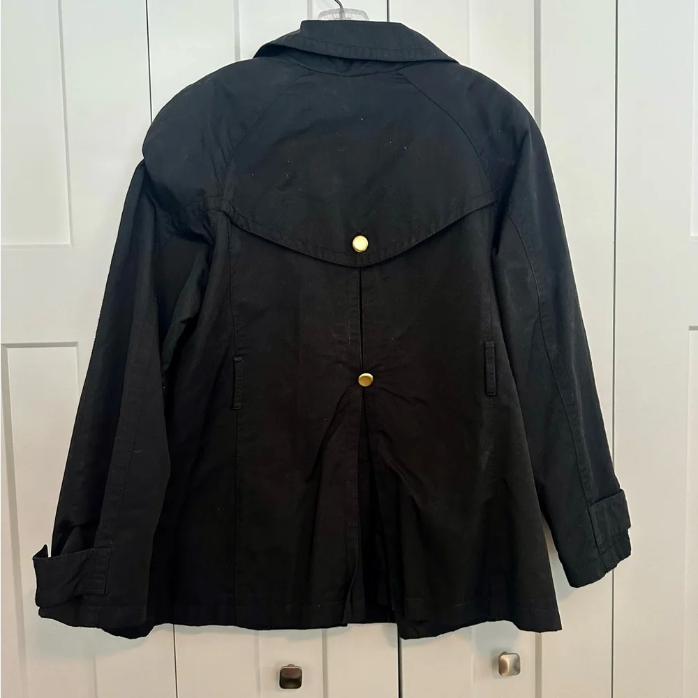Jones New York Black Trench‎ Style Rain Jacket with Gold Buttons XL